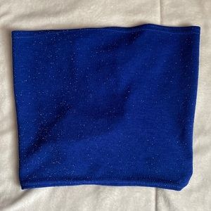 Lace Up Backless Glittery Blue Tube Top